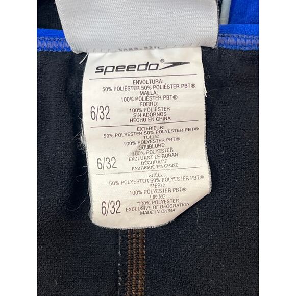 Speedo Womens One Piece Swimsuit 6/32 Black Racerback Training Embroidered Logo - Picture 7 of 8